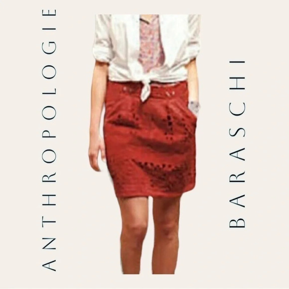 0888. ANTHROPOLOGIE YOANA BARASCHI TOMATO TOMATO PICKING SKIRT SIZE 4